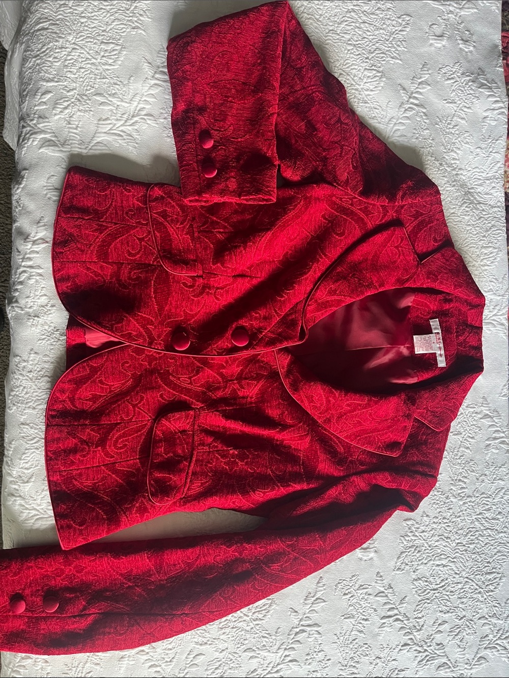 Nine West Red Paisley-Textured Women's Blazer